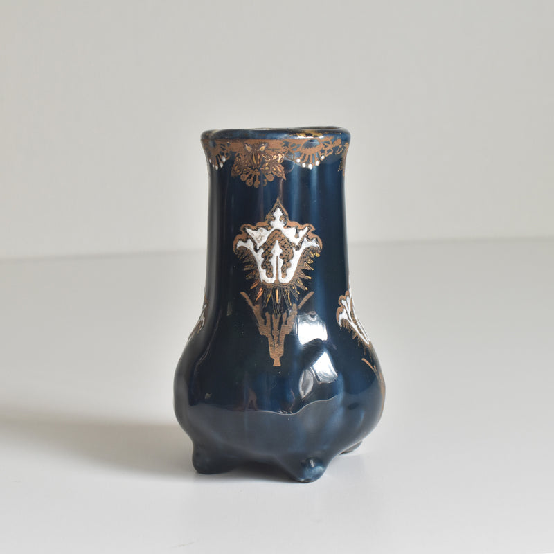Antique Small Flower Vase, KG Lunéville, Blue