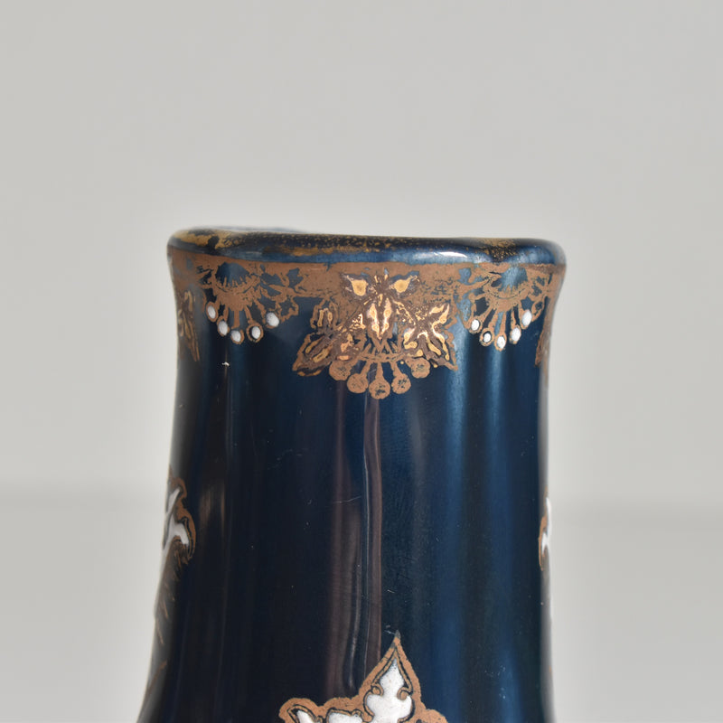 Antique Small Flower Vase, KG Lunéville, Blue