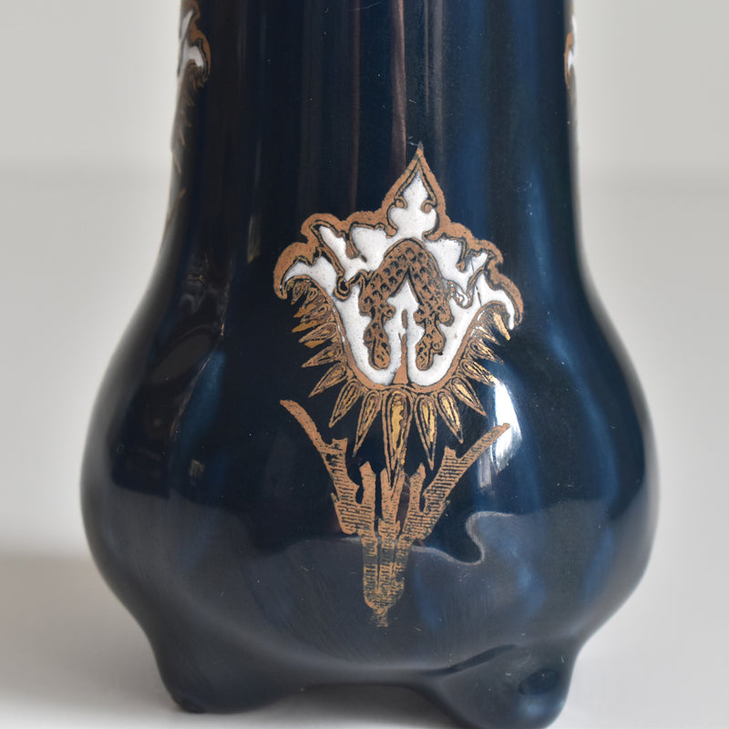 Antique Small Flower Vase, KG Lunéville, Blue