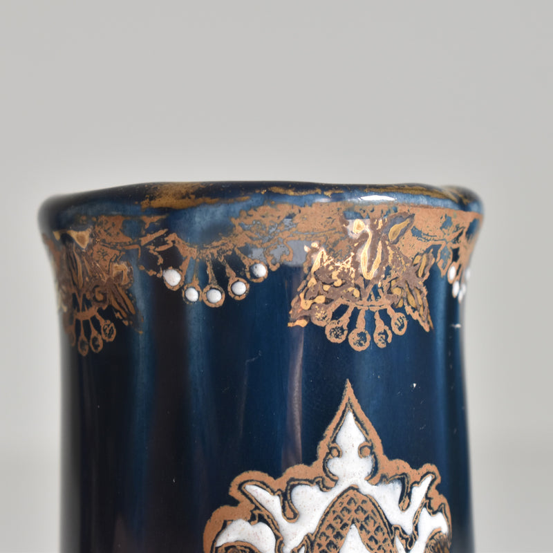 Antique Small Flower Vase, KG Lunéville, Blue