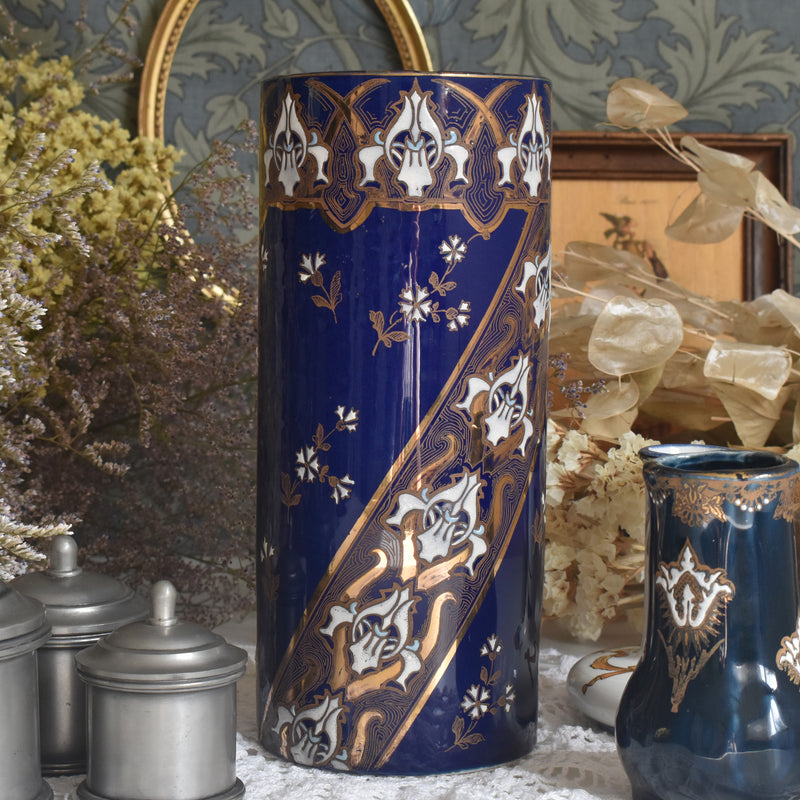 Antique flower vase, K&G Luneville, blue