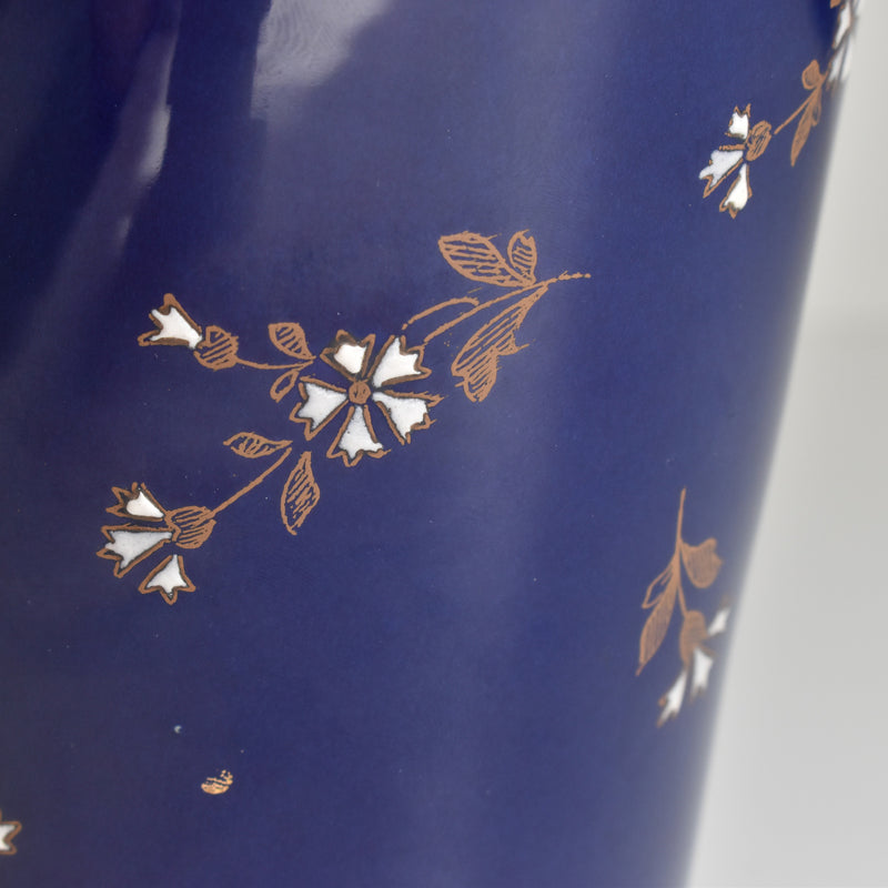 Antique flower vase, K&G Luneville, blue