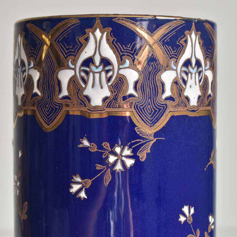 Antique flower vase, K&G Luneville, blue