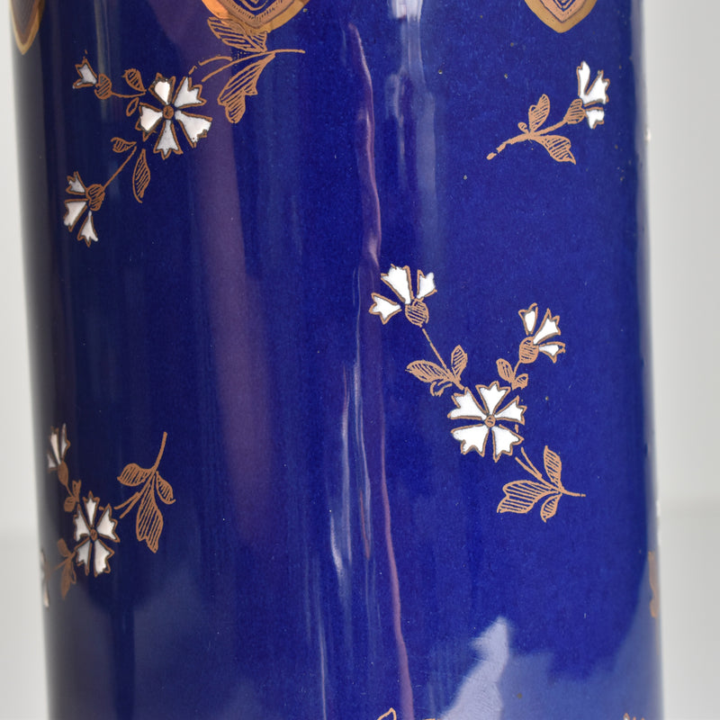 Antique flower vase, K&G Luneville, blue