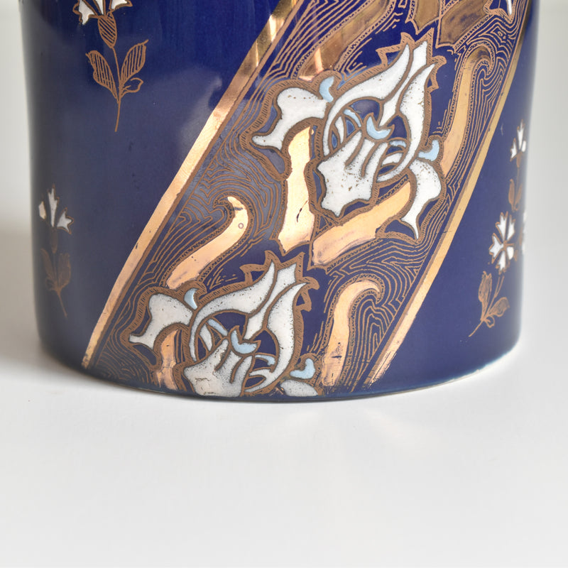 Antique flower vase, K&G Luneville, blue