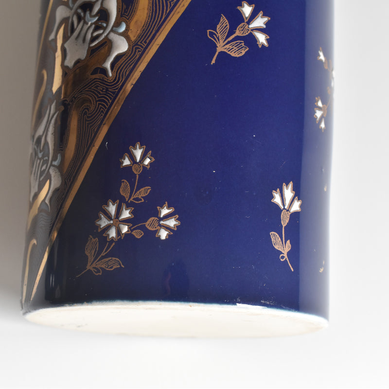 Antique flower vase, K&G Luneville, blue