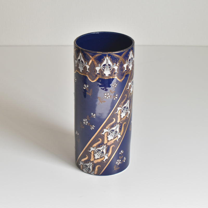 Antique flower vase, K&G Luneville, blue