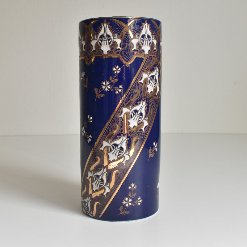 Antique flower vase, K&G Luneville, blue