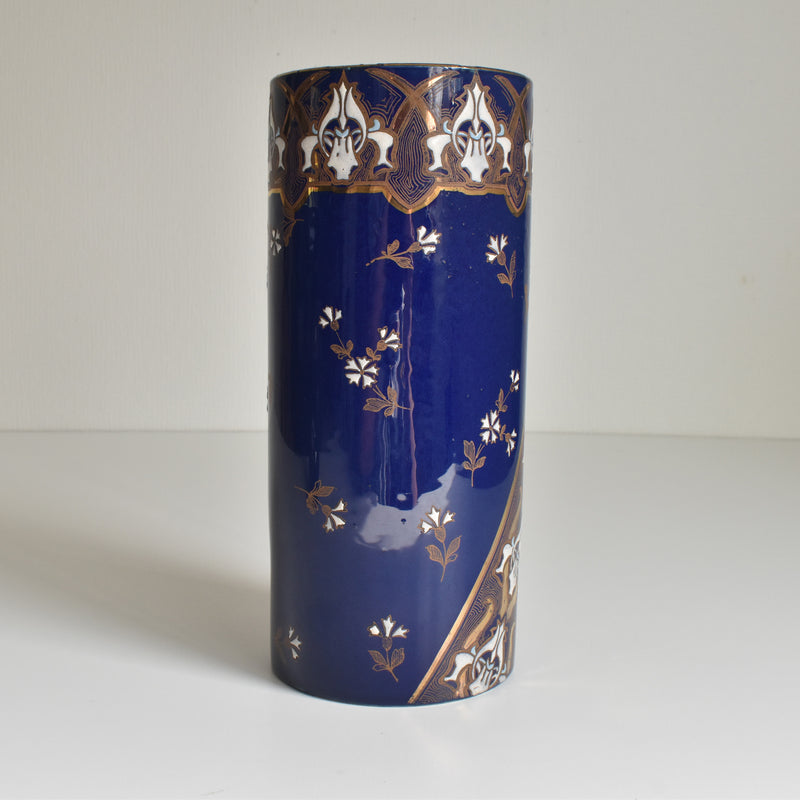 Antique flower vase, K&G Luneville, blue