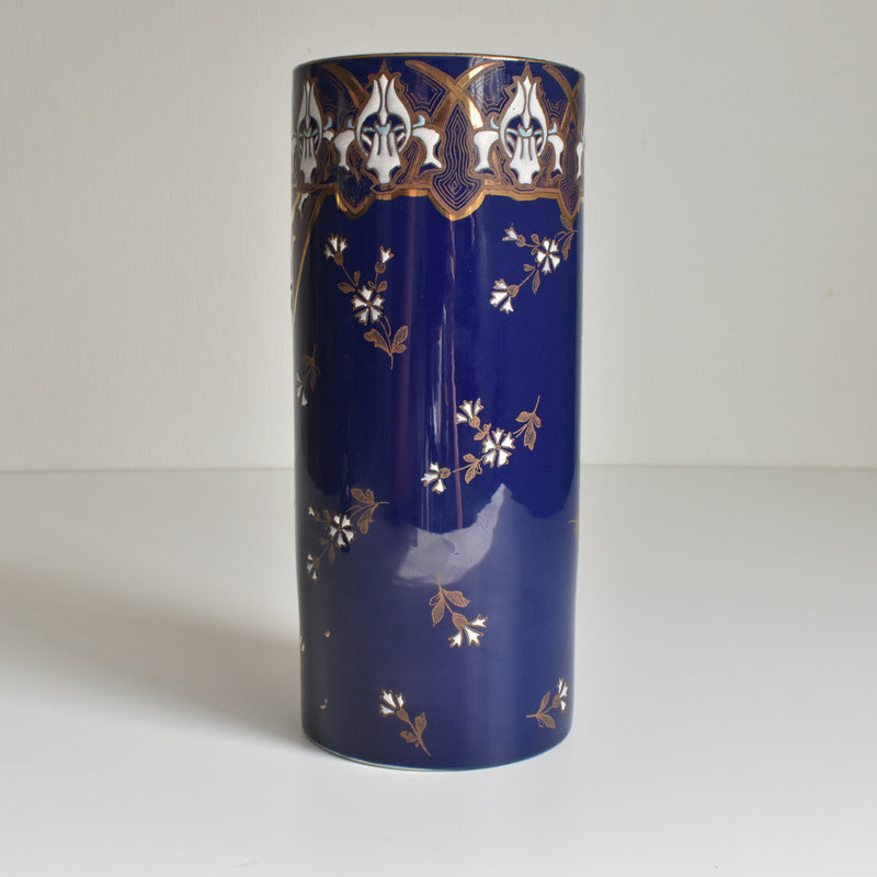 Antique flower vase, K&G Luneville, blue