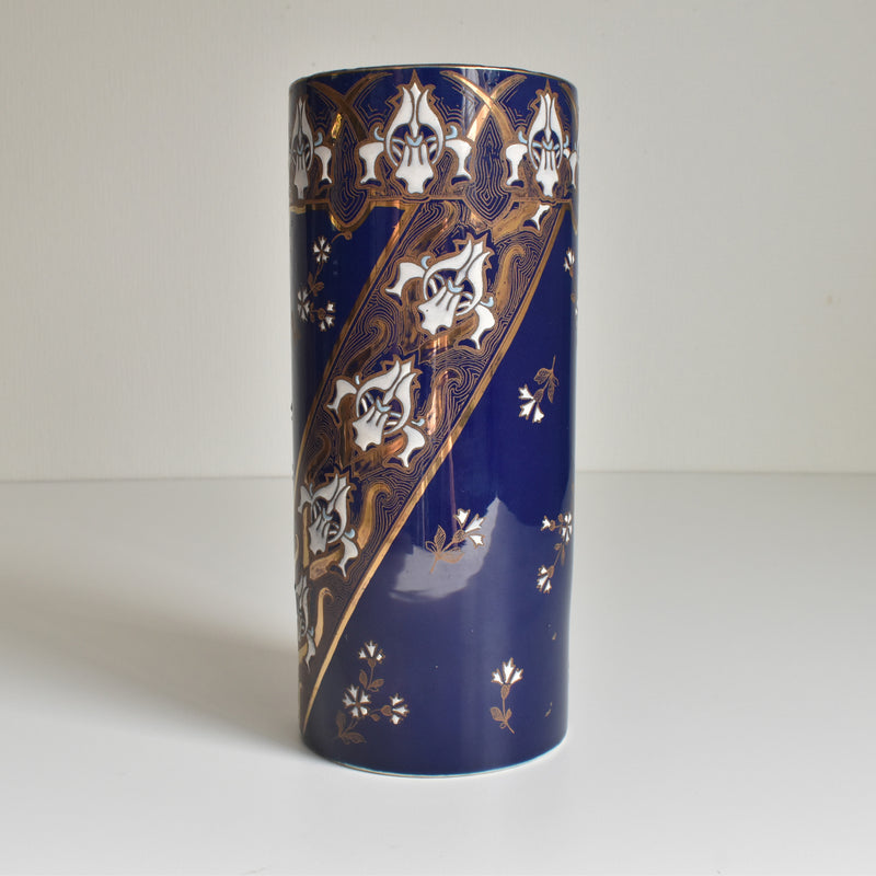 Antique flower vase, K&G Luneville, blue