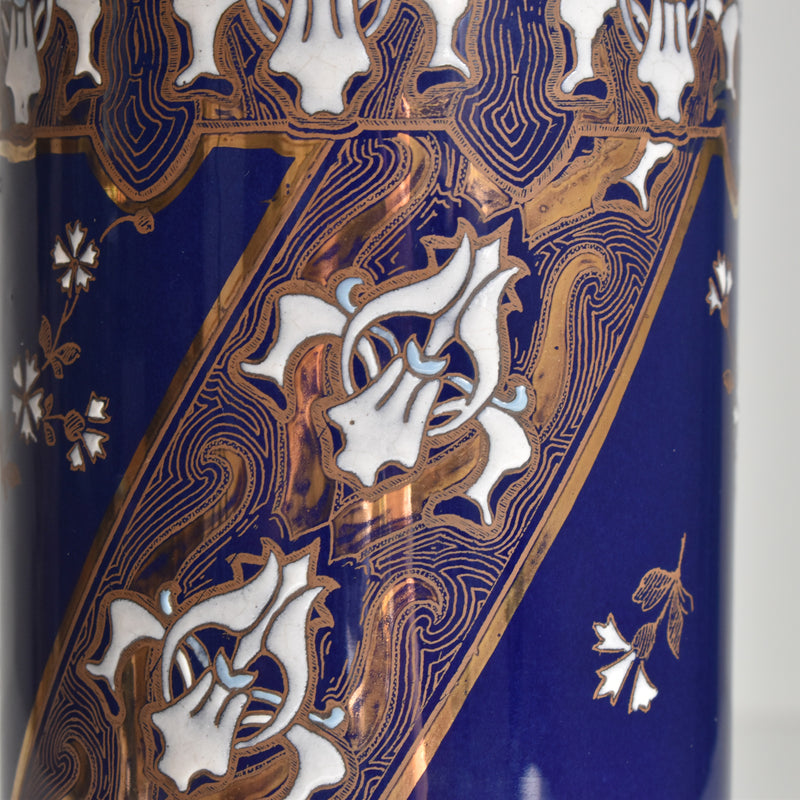 Antique flower vase, K&G Luneville, blue