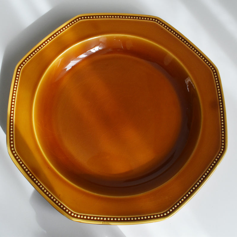 ヴィンテージ深い大皿ロンシャン オクトゴナル ブラウン