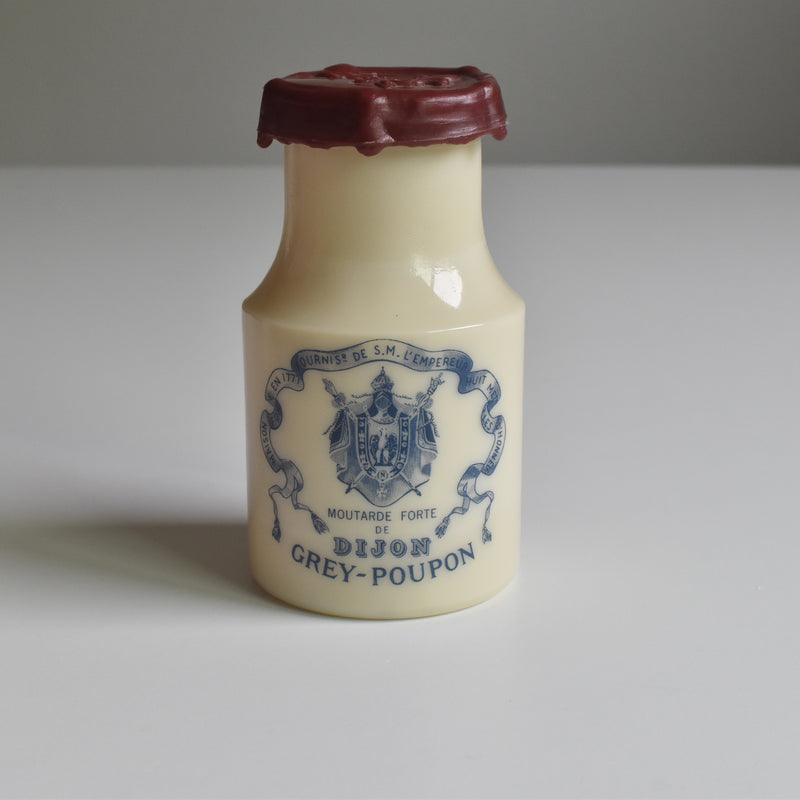 Vintage Mustard Pot Milk Glass Grey-Poupon