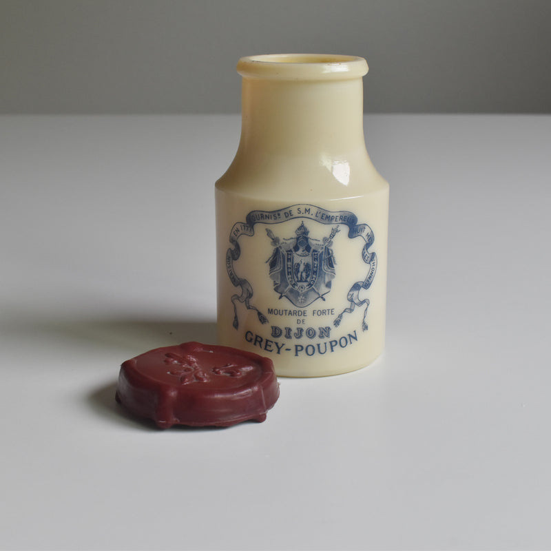 Vintage Mustard Pot Milk Glass Grey-Poupon