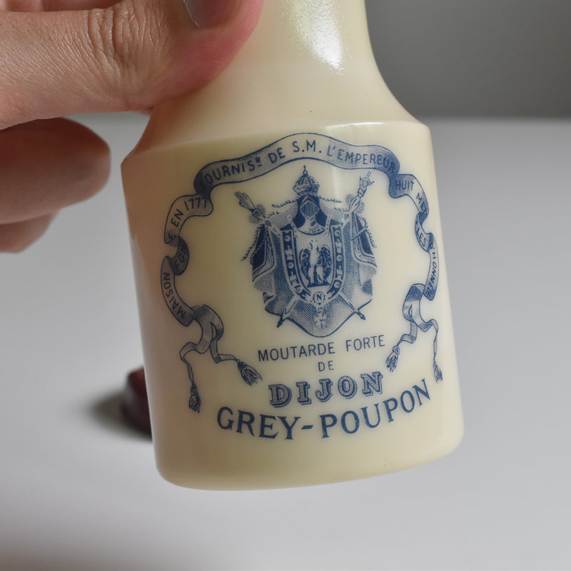 Vintage Mustard Pot Milk Glass Grey-Poupon