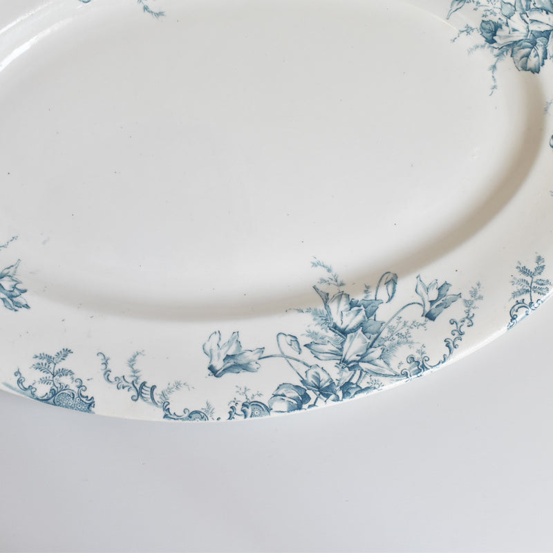 Antique Oval Platter, Clairefontaine, Cyclamens Big