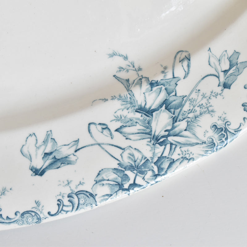 Antique Oval Platter, Clairefontaine, Cyclamens Big