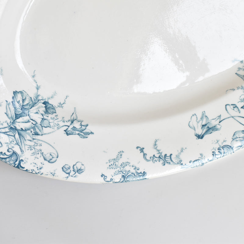 Antique Oval Platter, Clairefontaine, Cyclamens Big