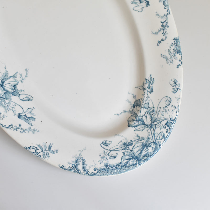 Antique Oval Platter, Clairefontaine, Cyclamens Big