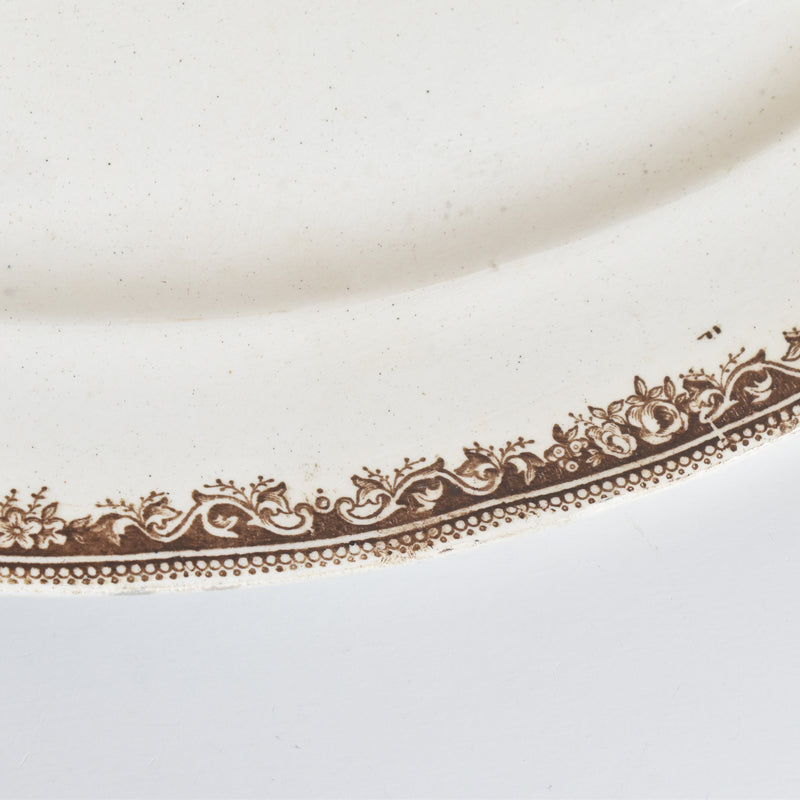 アンティーク オーヴァル大皿 クレイユ＆モントロー ブラウン