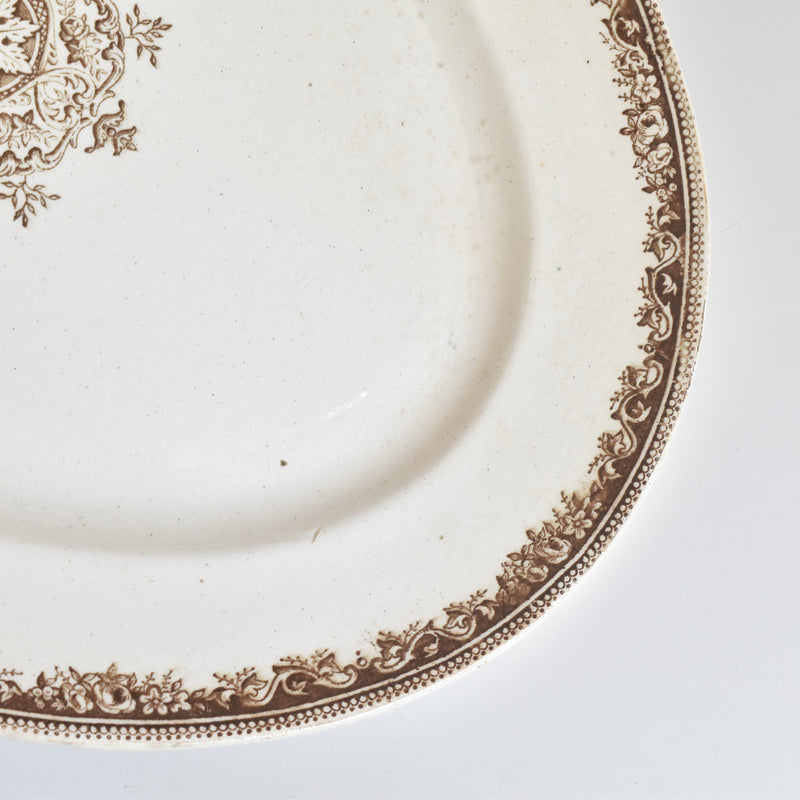 アンティーク オーヴァル大皿 クレイユ＆モントロー ブラウン