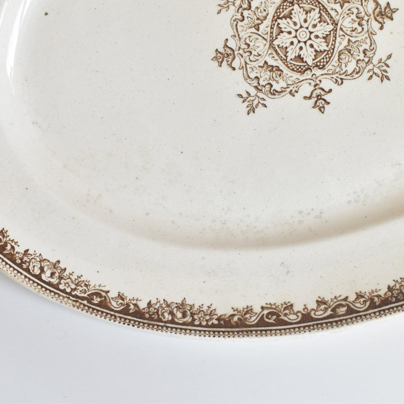 アンティーク オーヴァル大皿 クレイユ＆モントロー ブラウン