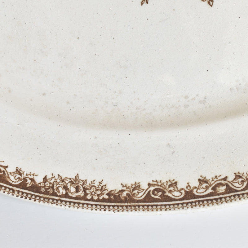 アンティーク オーヴァル大皿 クレイユ＆モントロー ブラウン