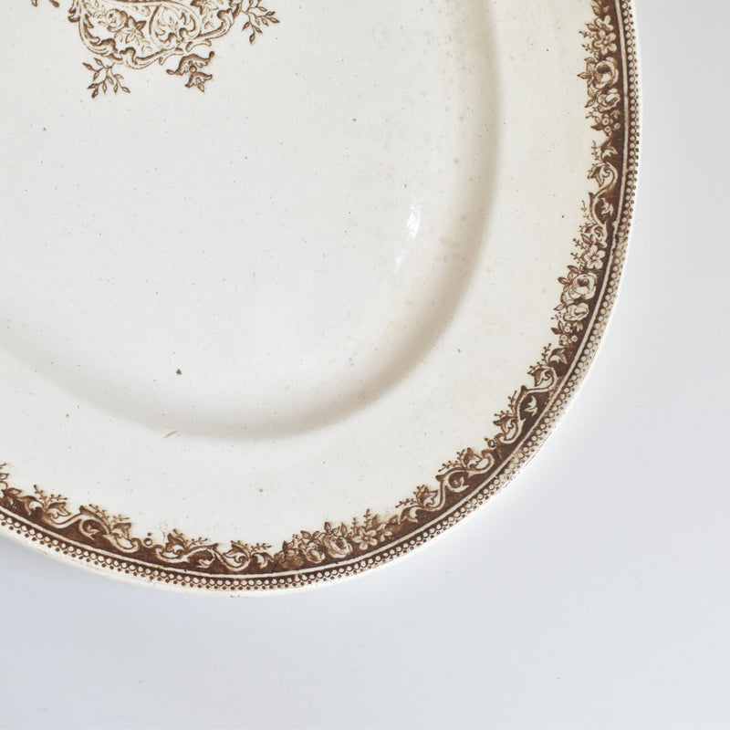 アンティーク オーヴァル大皿 クレイユ＆モントロー ブラウン