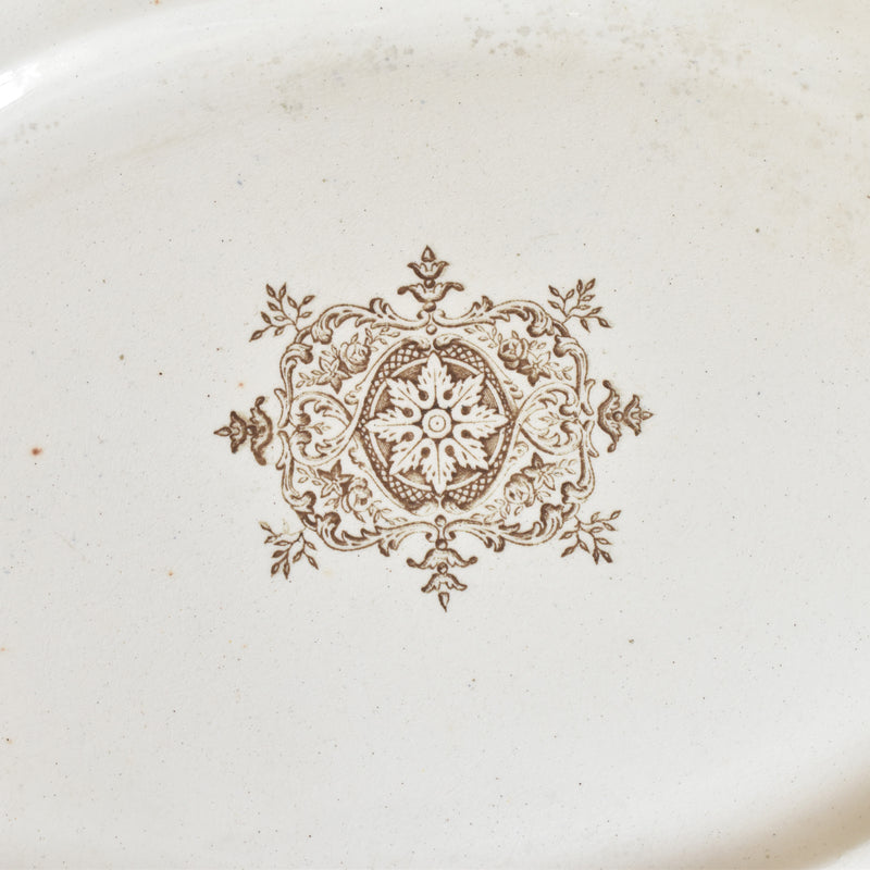 アンティーク オーヴァル大皿 クレイユ＆モントロー ブラウン