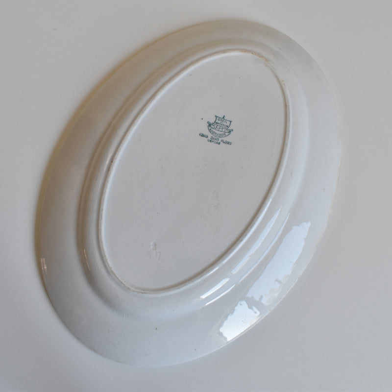 Antique Oval Plate Creil et Montereau Labrador