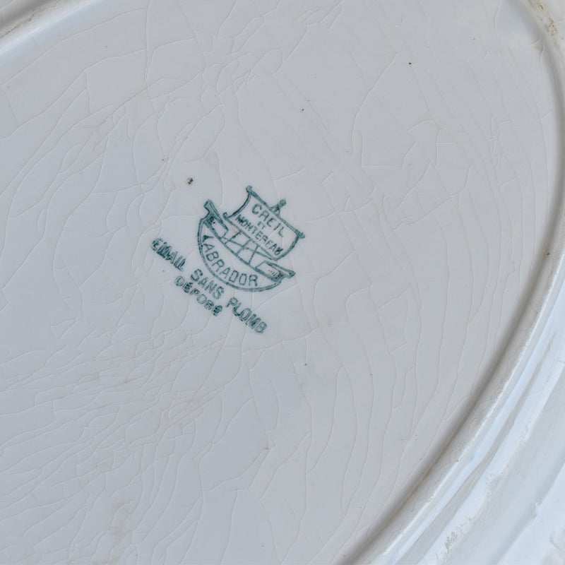 Antique Oval Plate Creil et Montereau Labrador