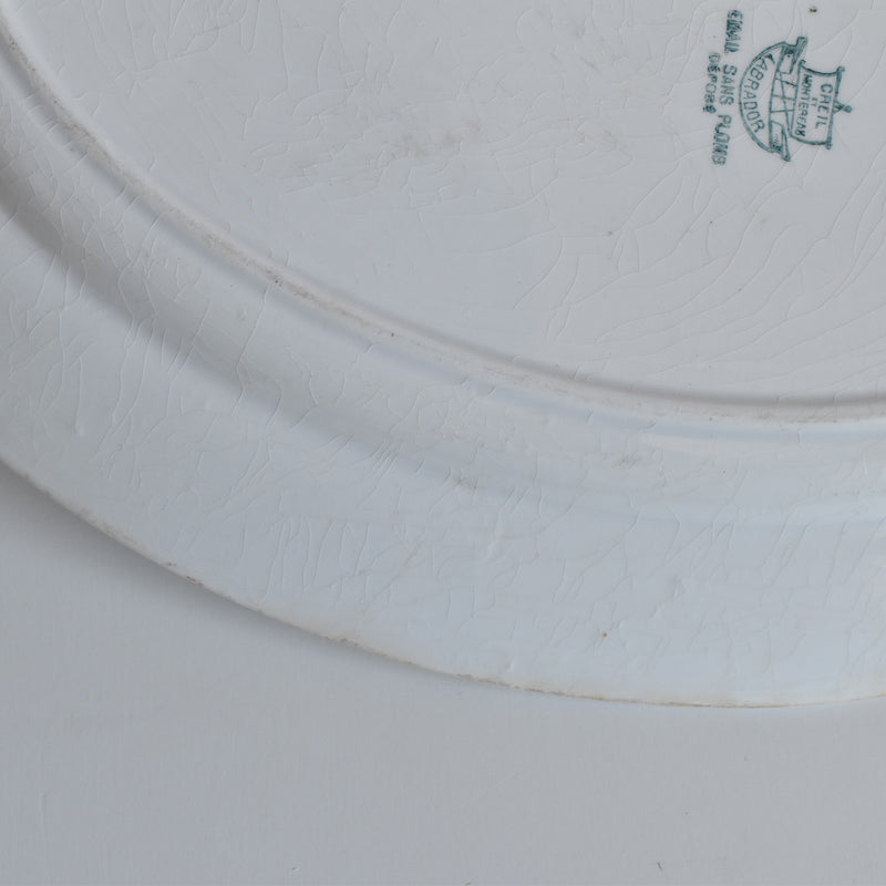 Antique Oval Plate Creil et Montereau Labrador