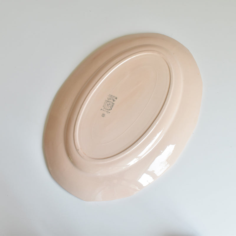 Vintage Oval Platter, Digoin & Sarreguemines, Dodecagonal, Pink