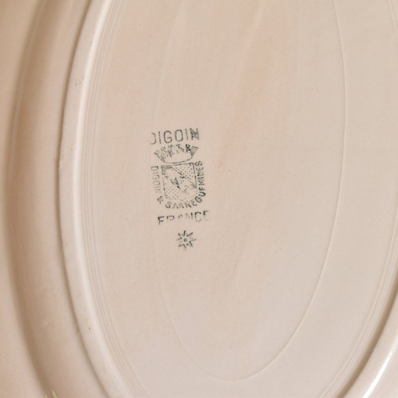 Vintage Oval Platter, Digoin & Sarreguemines, Dodecagonal, Pink
