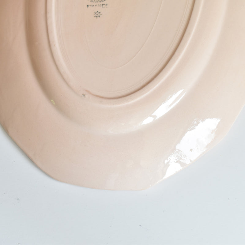 Vintage Oval Platter, Digoin & Sarreguemines, Dodecagonal, Pink
