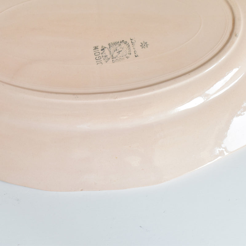 Vintage Oval Platter, Digoin & Sarreguemines, Dodecagonal, Pink