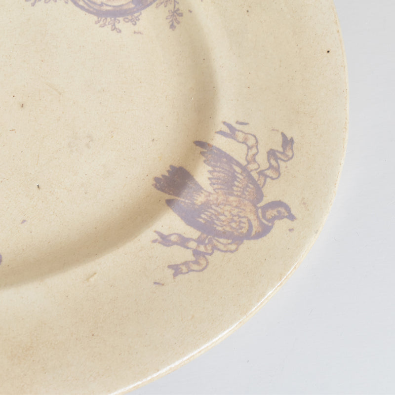 Antique Oval Plate Saran Purple