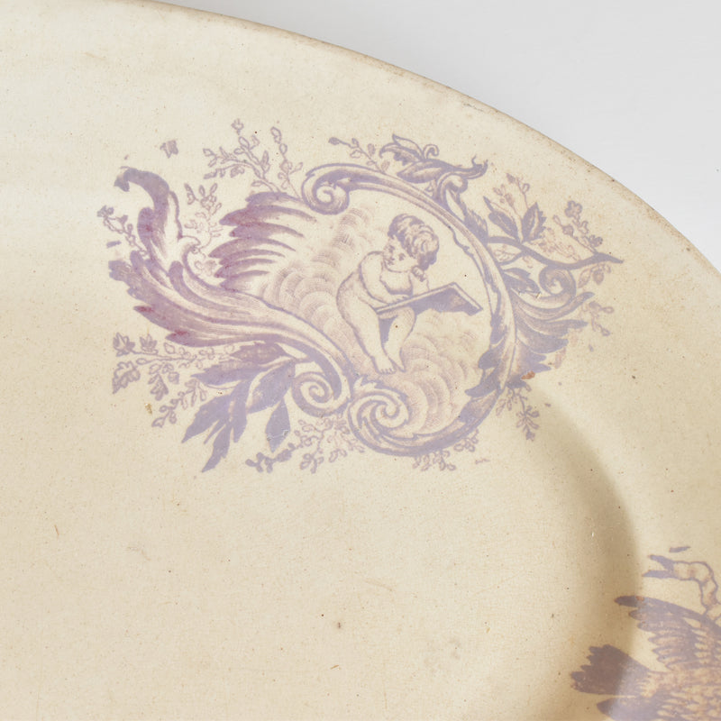 Antique Oval Plate Saran Purple