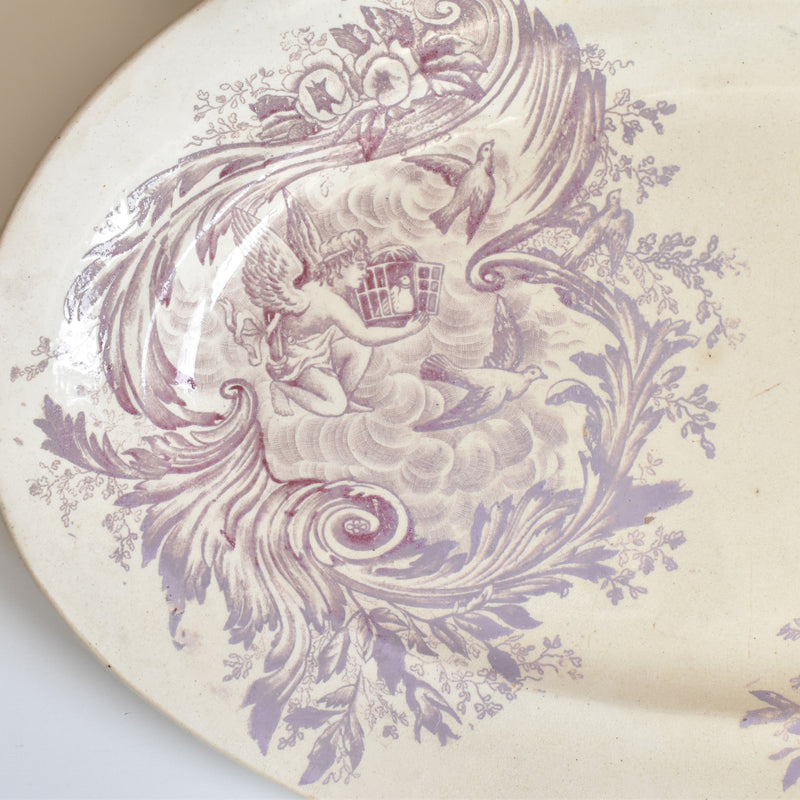 Antique Oval Plate Saran Purple