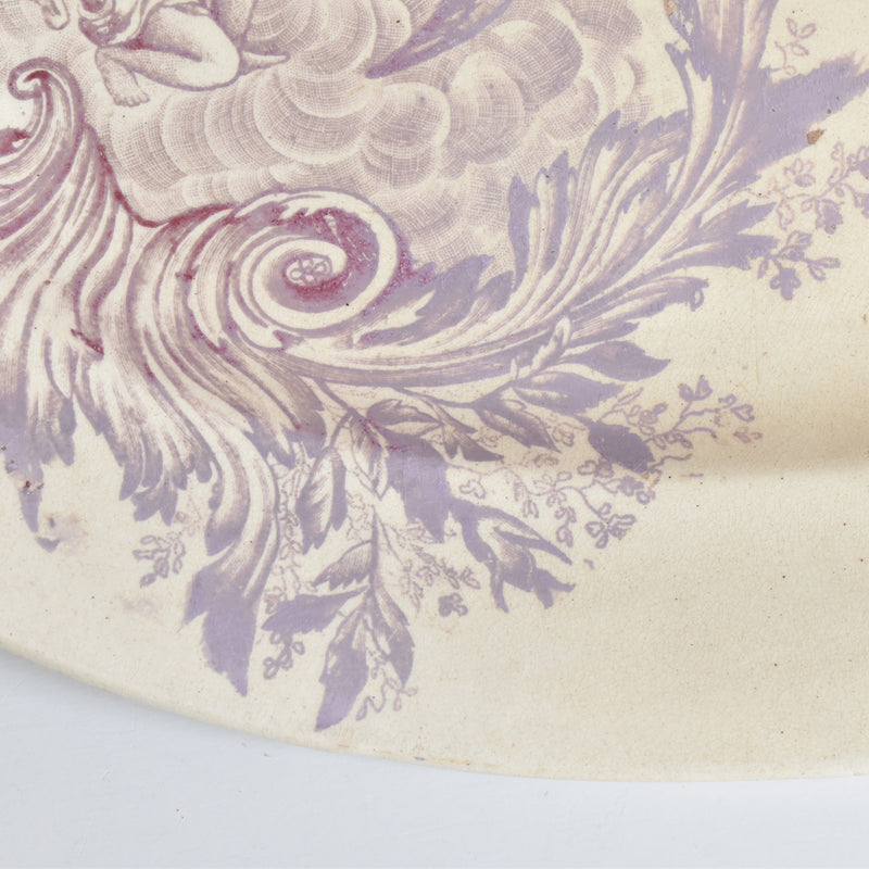Antique Oval Plate Saran Purple
