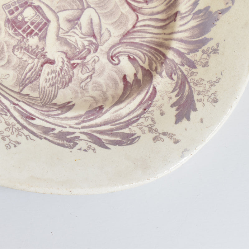 Antique Oval Plate Saran Purple