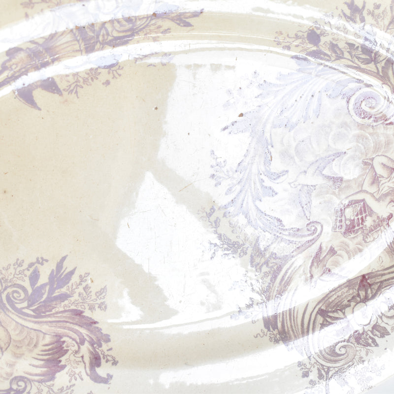 Antique Oval Plate Saran Purple