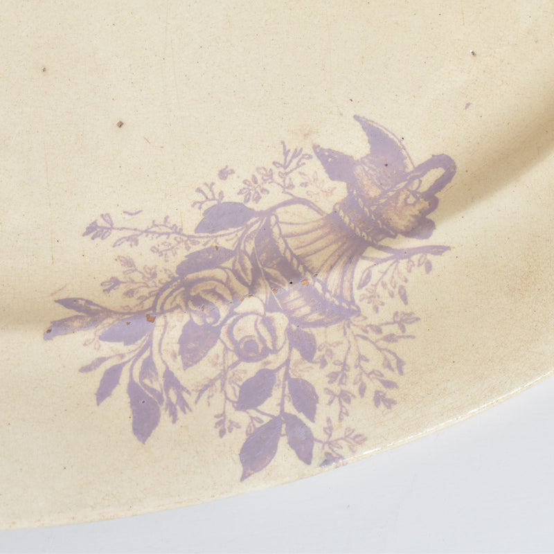 Antique Oval Plate Saran Purple