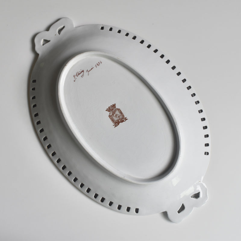 Antique Oval Plate, Sarreguemines J. Thiéry, 1894