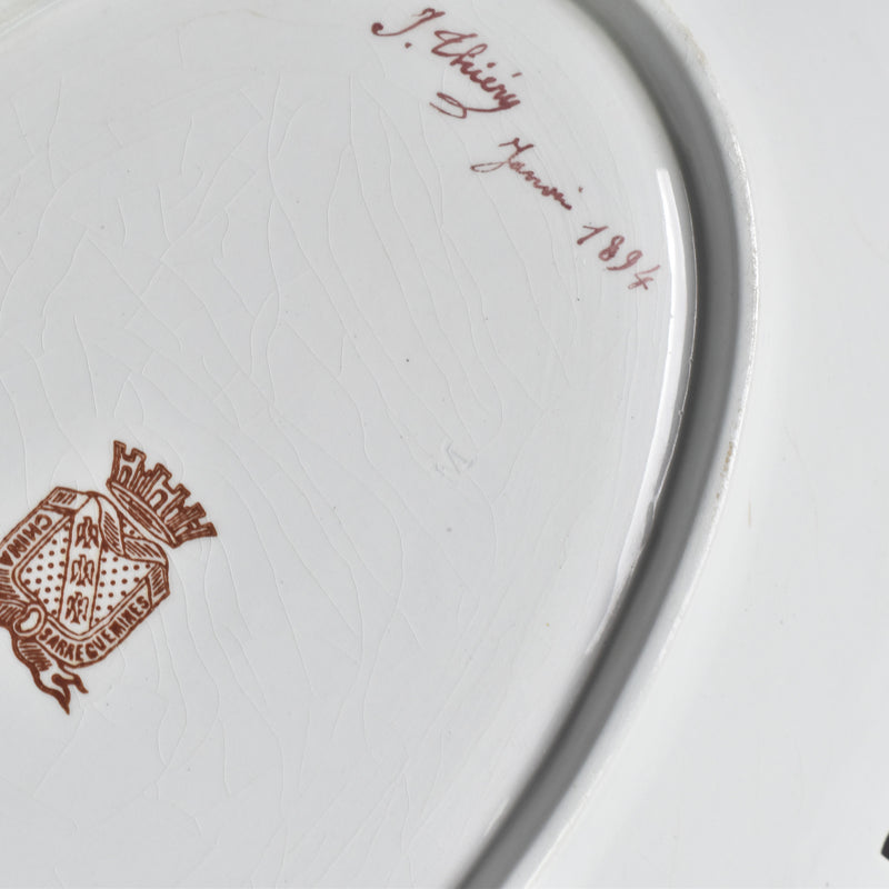 Antique Oval Plate, Sarreguemines J. Thiéry, 1894