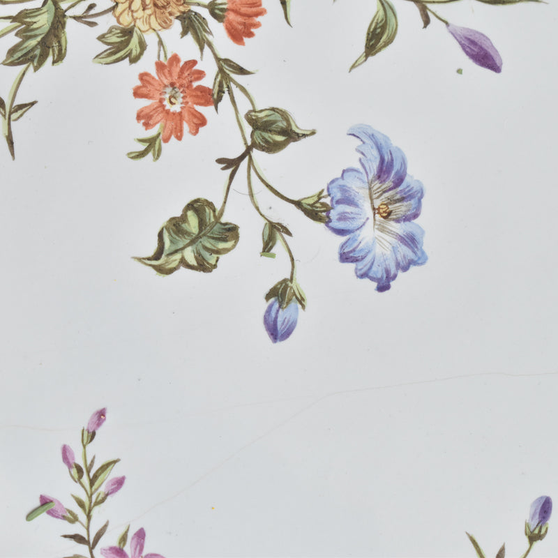 Antique Plate Blue Basket Relief Fleurs