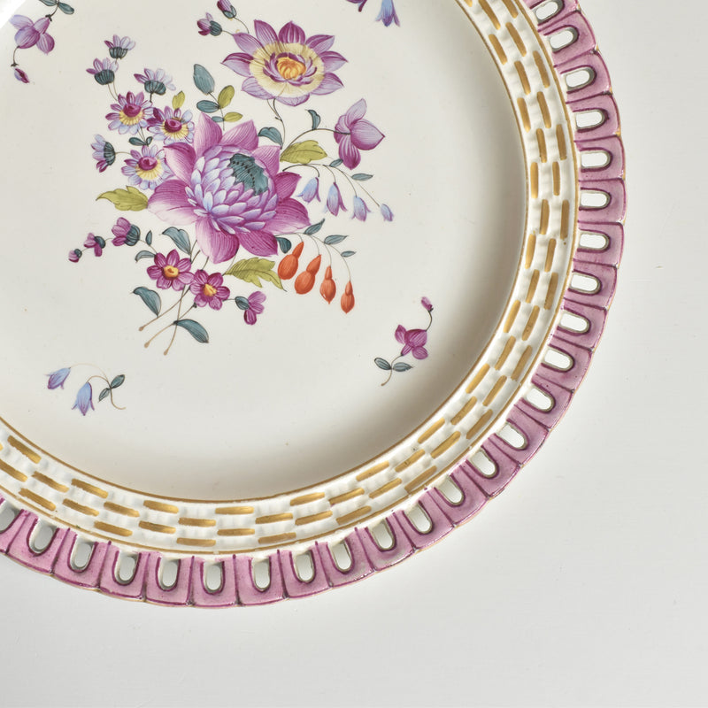 Antique dessert plate Paniere relief Gallé Reynemer Nancy