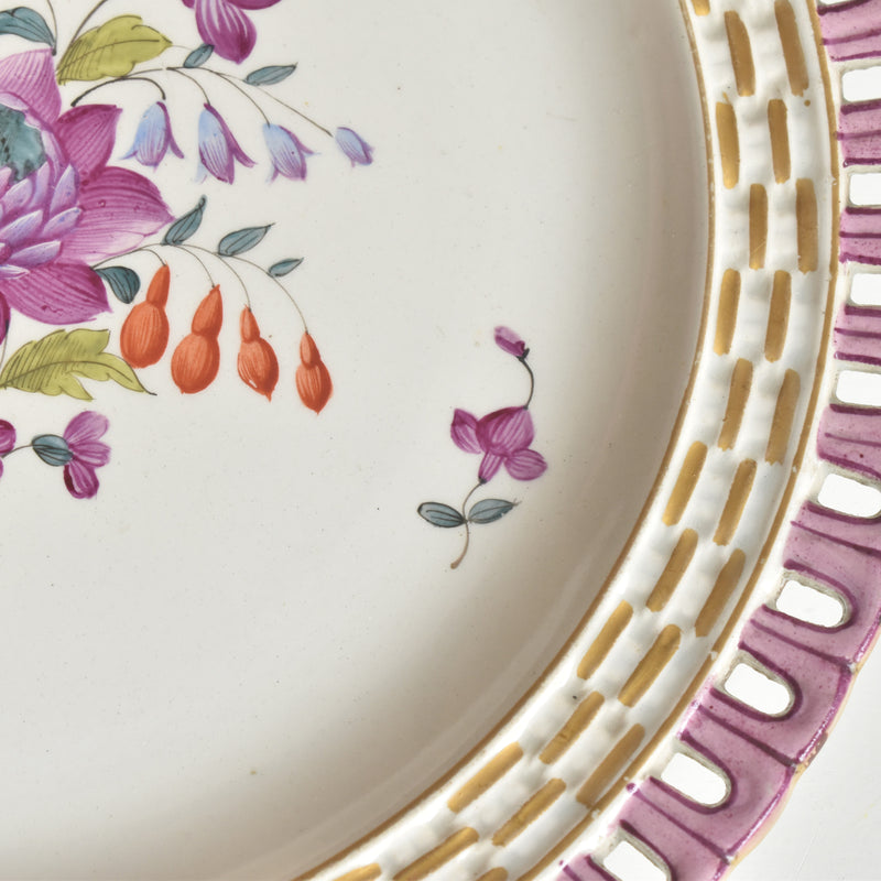 Antique dessert plate Paniere relief Gallé Reynemer Nancy