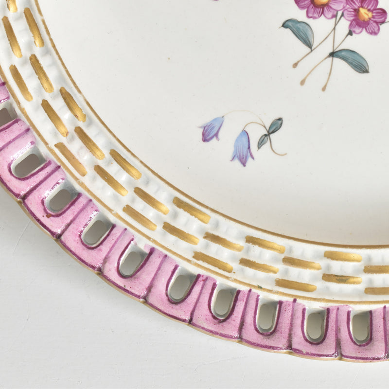Antique dessert plate Paniere relief Gallé Reynemer Nancy